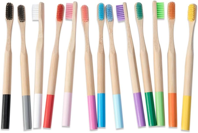 Baluue 4pcs Biodegradable Soft Bristles Toothbrushes Eco Friendly Manual for Adults Travel Home Use Yellow - Image 1
